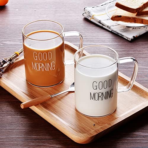 SIPERLARI 500ML Clear Glass Cups, Good Morning Glass Coffee Tea Mugs,  Simple Coffee Cups with Handle,Best Birthday and Christmas Gift for Mom Dad  Friends (White) price in Egypt | Amazon Egypt |