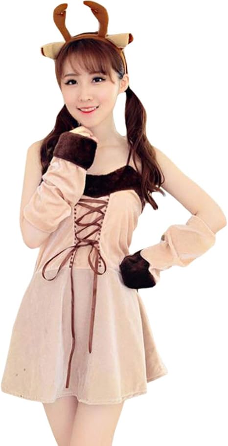 Amazon Jocolate ジョコレート サンタ コスプレ トナカイ コス レディース クリスマス サンタワンピース コスチューム 衣装 仮装 セクシー 4点セット コスプレ 仮装 通販