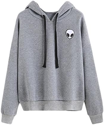 Harson Women Sweater Long Sleeve Cute Hoodie Warm Sweatshirt Hooded Pullover Tops (Gray, M)