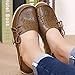 CIOR Women's Genuine Leather Loafers Casual Moccasin Driving Shoes Indoor Flat Slip-On Slippers,M912,Khaki,42
