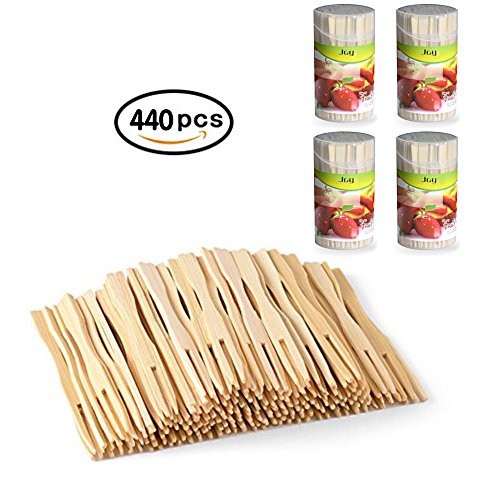 image for Lastia Bamboo Forks 3.5 Inch, Mini Food Picks for Party, Banquet, Buff