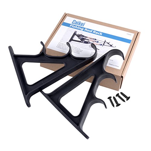Horizontal Rod Rack for Fishing Rod Wall Rack Storage- Ultra Sturdy holds at least 3 rods- Space Saving for Fishing Rods，Hiking Poles, Ski Poles, Hockey Sticks and Cue - Thumbnail 6