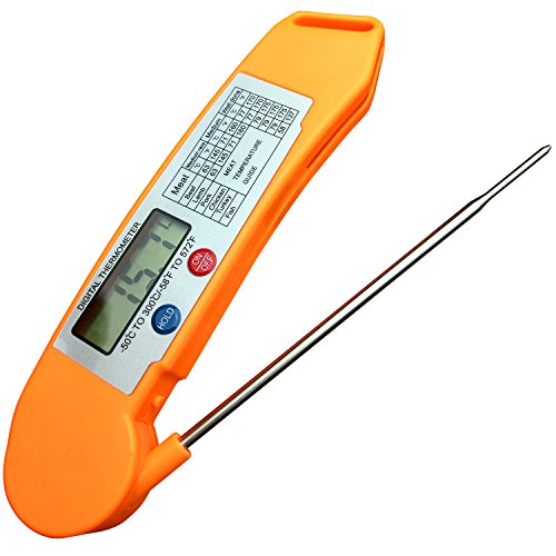 Instant Read Digital Meat Thermometer with Folding Stainless Probe for Oven Food, Meat, Grilling, Milk, Candy, BBQ and Cooking