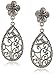 1928 Jewelry Silver-Tone Floral Filigree Teardrop Earrings