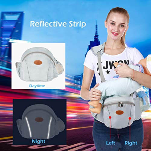 Baby Hip Seat Carrier Waist Stool - SKYROKU Baby Carrier for Child Infant Toddler with Adjustable Back Strain Relief Strap Safety Certified (Navy Blue)