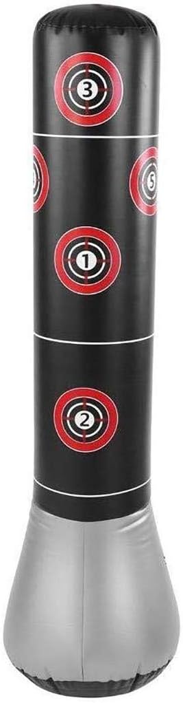 GSPT Heavy Punching Bag Freestanding Inflatable 150cm Stand Boxing Punch Bags for Kids Adults Exercise Kick Fight Bag Body Building Equipment (Color: Black)
