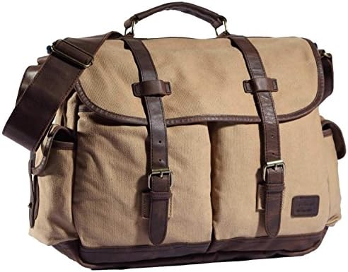High-End Canvas & Leather Messenger Bag 17" Laptop - Serbags