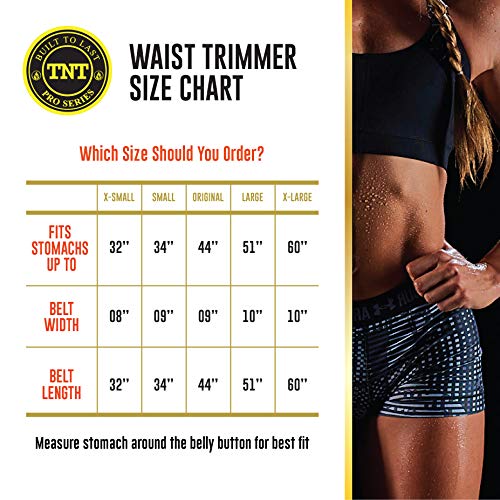 TNT Pro Series Waist Trimmer Weight Loss Ab Belt - Premium Stomach Fat Burner Wrap and Waist Trainer (X-Large, Yellow)