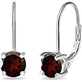 Earrings for Women, Birthstone Earrings, Genuine or Synthetic Gemstone, 6mm Round Leverback Earrings, Drop Earrings, Dangle Earrings for Women Sterling Silver Earrings Gold Flash