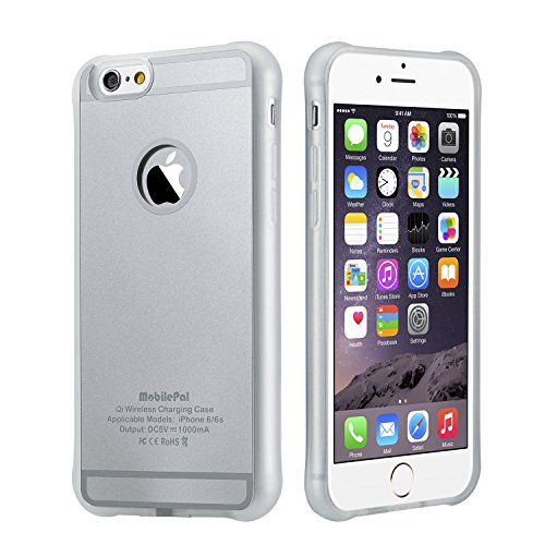 Wireless Charger Qi Case for iPhone 6 and 6s 4.7" - MobilePal [New 2016 Model with Reinforced Corners / Qi Compliant / Enhanced Protection / Ultra Slim / 1A Output] (Silver)