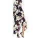 QingOrange Women's Sexy Deep V Neck Long Sleeve Floral Printed Beach Maxi Dress