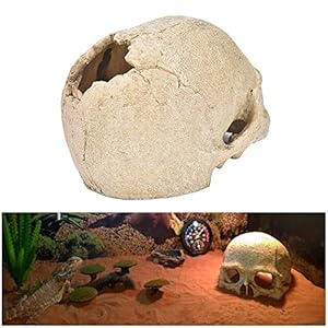LUCKFY Fish Tank Decoration Rettile Hideout Skull Acquario Rettilario del Cranio della Resina Cave Famiglia giornaliera… - immagine 4