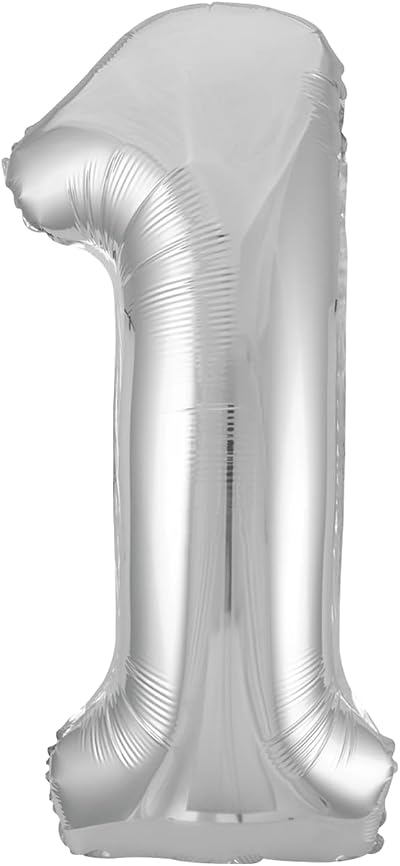 Unique Silver Number 1 Shaped Large Foil Balloon 86cm 1 Piece