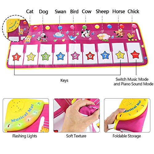 ALANGDUO Piano Musical Mats, Kids Children Touch Play Game Dance Music Animal Blanket Carpet Mat, Boys Girls Baby Early Education Toys