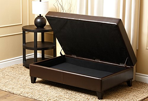 Abbyson Living Frankfurt Leather Storage Flip-Top Ottoman