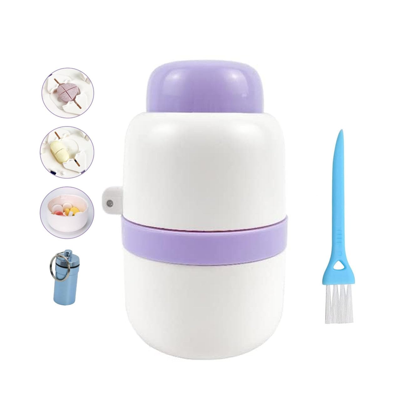 Photo 1 of Pill Cutter, 1/4 Divider, 1/2 Divider Sturdy Tablet Cutter, Hidden Blade, Ideal for Cutting Vitamins, Tablets (Purple)