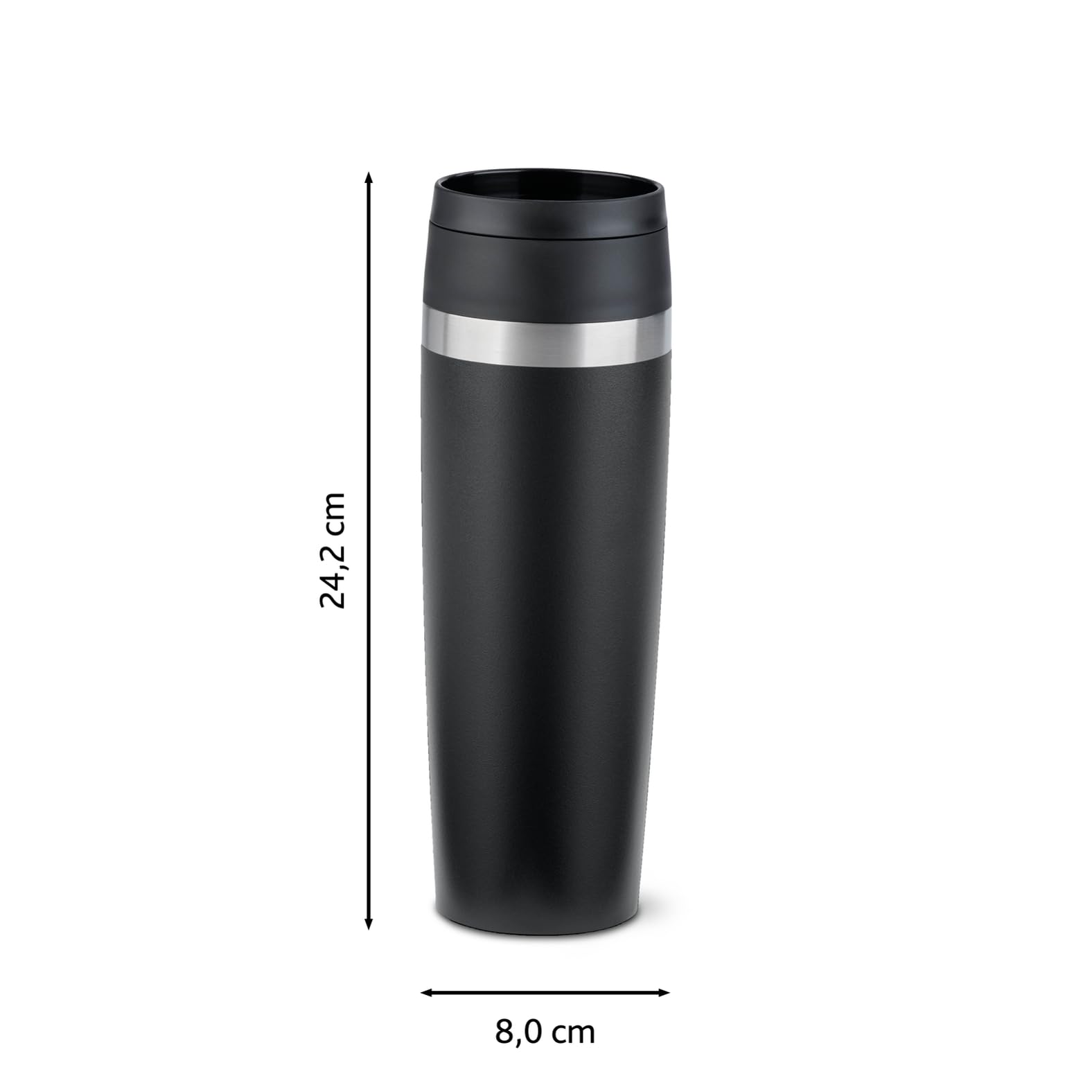 Emsa N2023550 Travel Mug Classic Isolierbecher 0,5 Liter, neuer Komfort Schraubverschluss, Pulverbeschichtung, Edelstahl, 360 Grad Trinköffnung, Schwarz 9