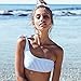 Shele Womens Two Piece Swimsuits One Shoulder Sexy Stripe Low Waist Bikini Set (Blue, L)