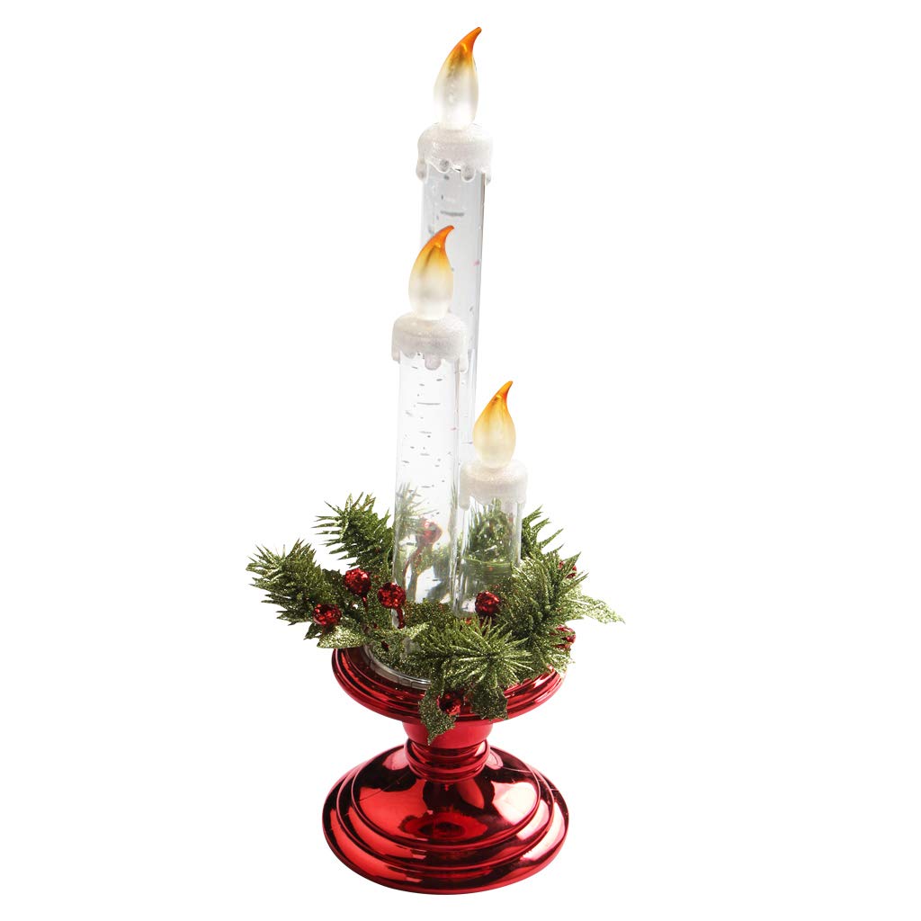 KAKIBLIN Battery Powered Candlesticks with 3 Candles, Christmas
