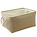TheWarmHome Decorative Basket Rectangular Fabric Storage Bin Organizer Basket with Handles for Clothes Storage (Beige, Medium-1Pack,13.8L*9.8W*6.7H)