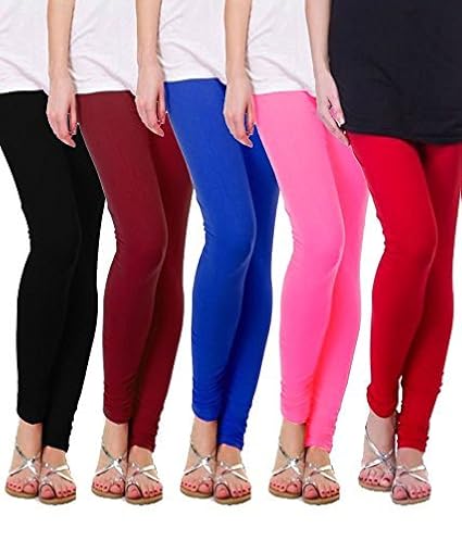 Women's Cotton Lycra Churidar Leggings Combo Designer Leggings Wholesale (Pack of 5)