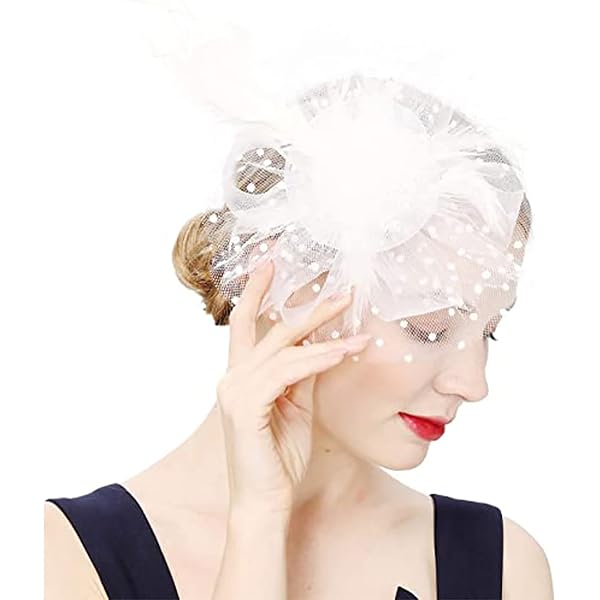F FADVES Women Sinamay Fascinator Hat Floral Feather Pillbox  display picture 1