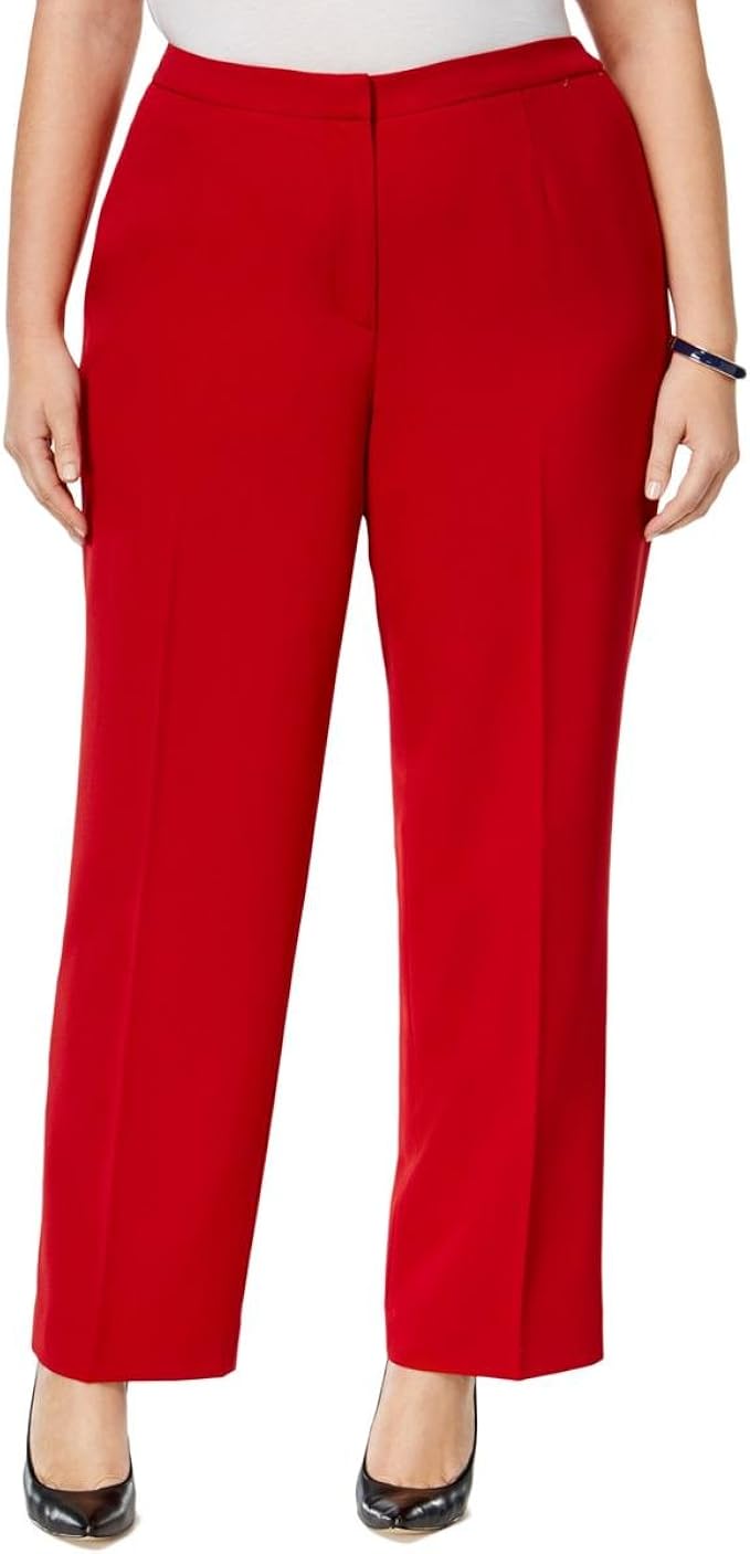 Kasper Women's Plus Size Stretch Crepe Kate Pant, Fire Red, 20W at