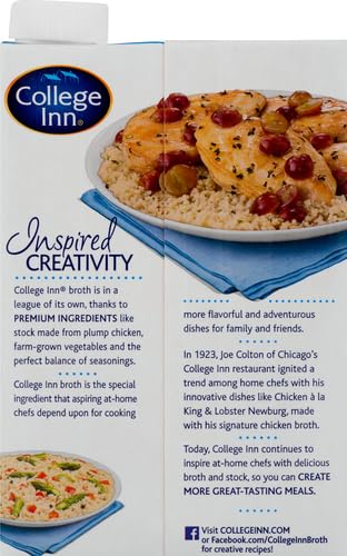 COLLEGE INN 40% LESS SODIUM CHICKEN BROTH, 48 OZ CARTON