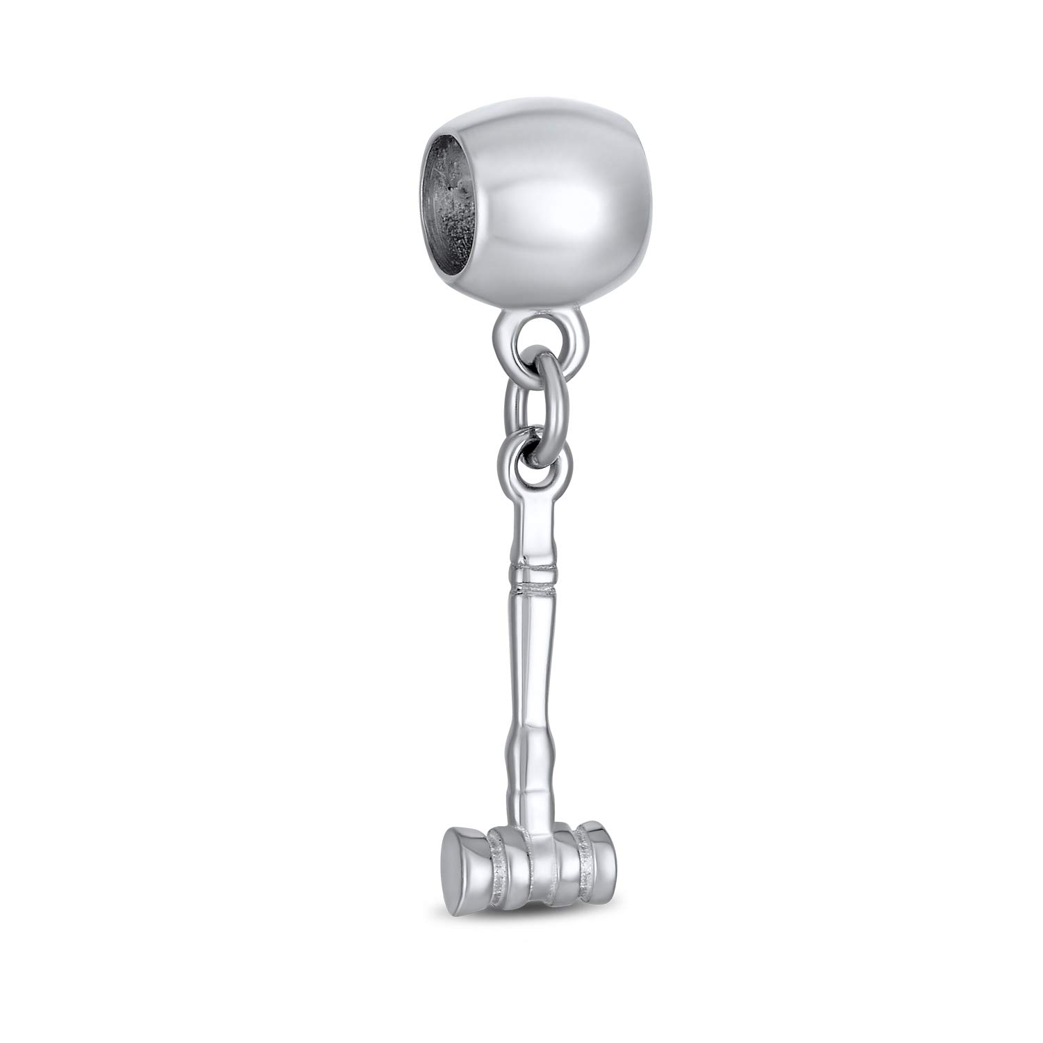 Bling Jewelry Croquet Lacrosse Polo Cricket Mallet Sports Gavel Dangle Charm Bead For Women .925 Sterling Silver Fits European Bracelet