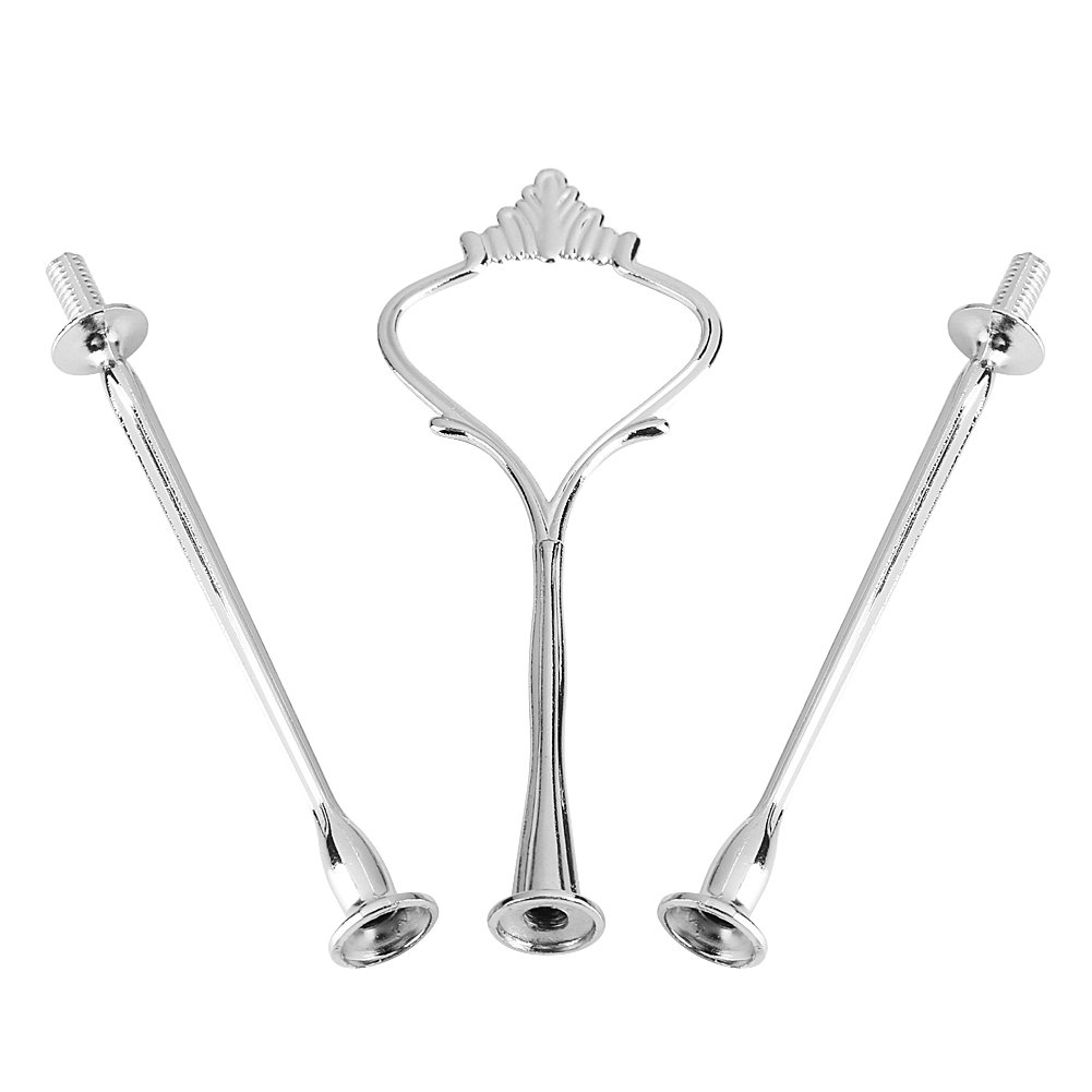 Zinc Alloy 3-Tier Crown Cake Stand - Multi-Tier Cake Plate Holder for Fruit & Cupcakes - Silver