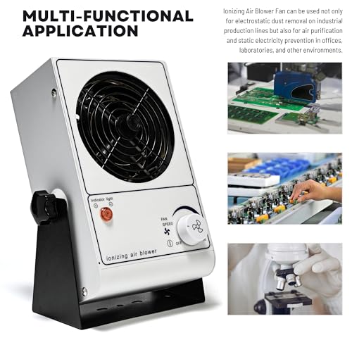 Ionizing Air Blower Fan Ion Anti-Static Elimination Discharge ESD Blower Fan 110V Ionizer Desktop Fan Eliminator
