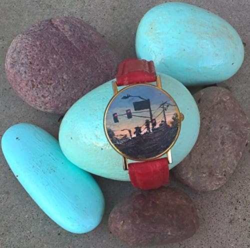 Art Watch hand-painted wrist watch bracelet, miniature painting original jewelry