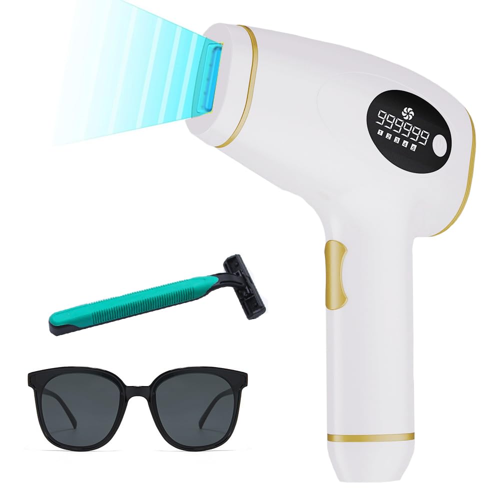 IPL Hair Removal Device,5 Energy Levels 999,900 Flashes Painless Hair Remover Tool for Women and Men,Legs,Body,Facial,Bikini