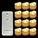 Horeset 12pcs Warm White Flickering LED with Remote Control Tea Lights Flameless Candle, Last up to 48 hours 1.4 x 1.4-Inch for Wedding, Birthday, Home Party