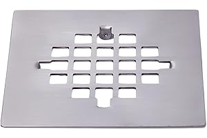 Poyde 4-1/4 (4.25) Inch Square Snap-in Shower Drain Cover Used for Replacing Shower Strainer Grid,304 Stainless Steel (Brushe