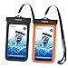 [2 Pack] Universal Waterproof Phone Pouch, MoKo IPX 8 Waterproof Phone Case Dry Bag with Armband & Neck Strap for iPhone X/8 Plus/8/7/6S Plus, Samsung Galaxy S9+ / S9, BLU, MOTO - BLACK + ORANGE