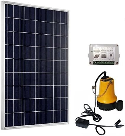 Solar Powered Water Pump System: 100W Solar Panel + 12V Water Pump w/15A Controller - Ponds, Fountains, Pools, Farming