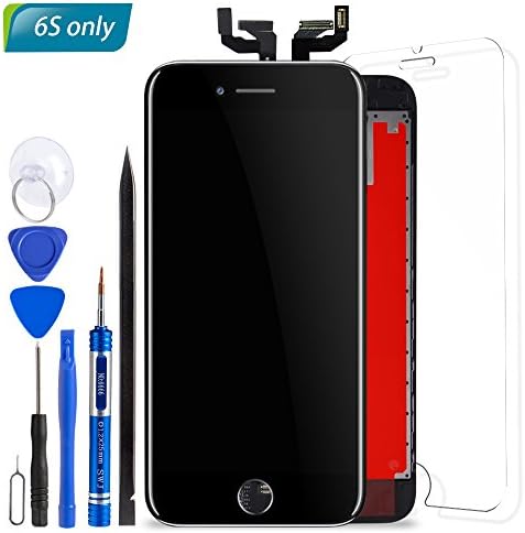 Mobiizoo LCD Display Screen Digitizer Frame Replacement for iPhone 6S Black,with Durable Sensitive Clear Polarized 3D Touch Screen Free Repair Tool Kit Tempered Glass Screen Protector Included