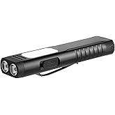 Annteneo Rechargeable EDC Flashlight with Sound Beeper, Portable Flat Pocket Flashlights, Small Magnetic Flashlight, 7 Mode Side Light Clip On Handheld Flashlight for Outdoor Home Working, Black
