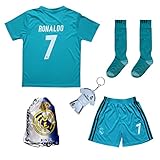 2017/2018 Real Madrid RONALDO #7 Third Soccer Kids Jersey & Short & Sock & Soccer Bag Youth Sizes (11-12 YEARS)