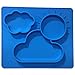 One-piece silicone placemat + plate for kids. No spill 3 Large sections for solids & liquids. Blue