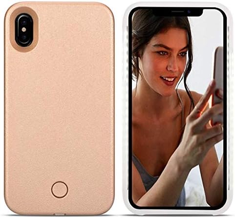 Avkkey iPhone XS MAX Led Case iPhone XS MAX Selfie Light iPhone Case Great for a bright Selfie and Facetime Illuminated Light Up Case Cover for iPhone XS MAX 6.5''(Rose Gold)