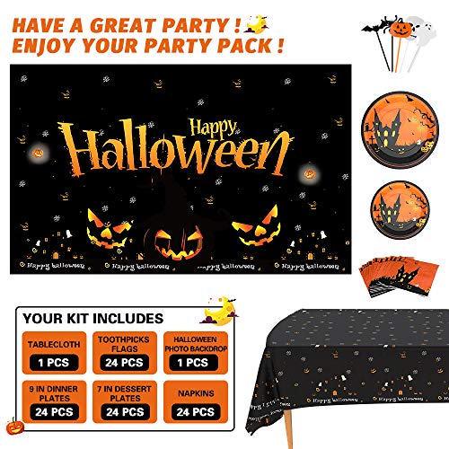Halloween Paper Plates, Napkins, Tablecloth Haunted Home Decor