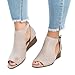 FISACE Womens Peep Toe Ankle Buckle Wedge Sandals Cut Out Espadrille Suede Flat Shoes
