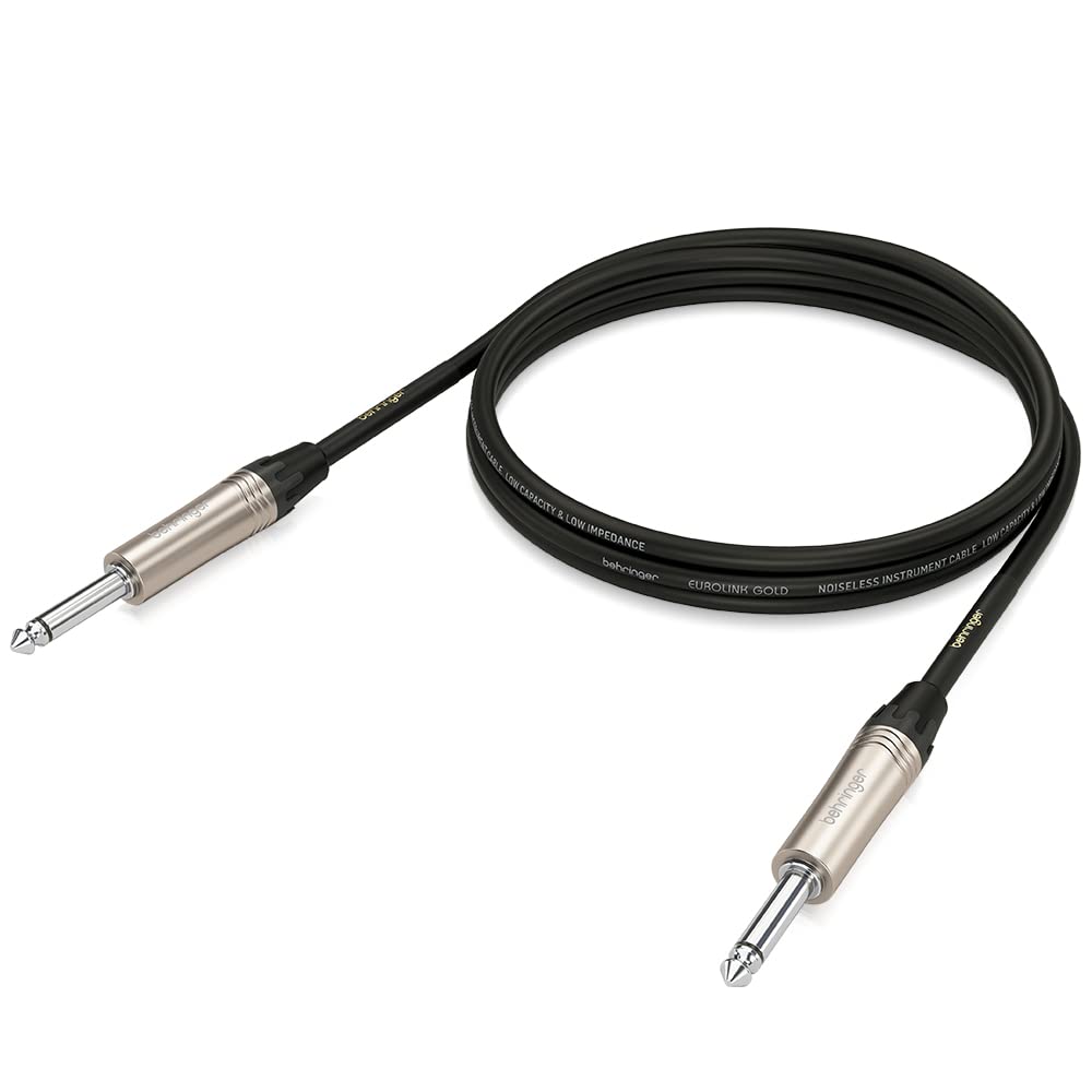 Behringer Instrument Cable - Guitar Cable - 1/4 Inch TS Male to 1/4 Inch TS Male - 1.5 m / 5 ft - Gold Performance - GIC-150