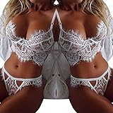 Sexy Lingerie Lace Dress, Keepfit Babydoll Underwear G-string Sleepwear Plus Size for Women (S, White)