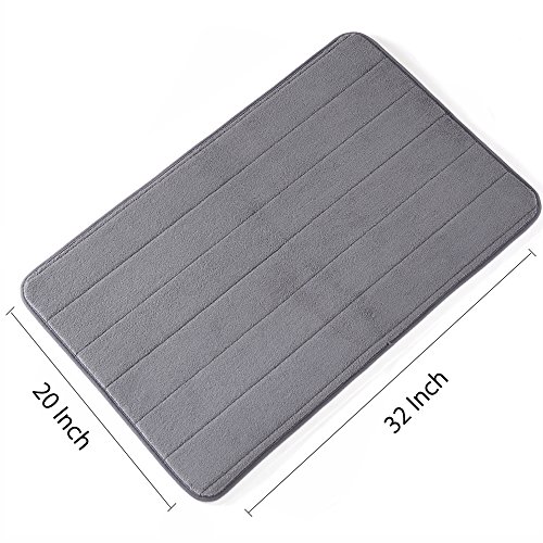 Bathroom Rugs, Set of 2 Memory Foam Bath Mat and U-shape Toilet Floor Rug (Gray)