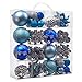 Teresa's Collections 70ct Winter Land Shatterproof Christmas Ball Ornaments Decoration Silver and Blue,1.57Inch-3.15Inch for Christmas Tree Decoration