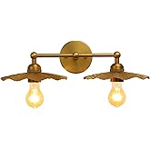 Phansthy Hardwired Wall Lighting, Barn Wall Sconces Antique Brass Indoor Wall Lights with Hammered Metal Lotus Leaf Texture S