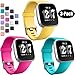 Wepro Bands Compatible with Fitbit Versa/Fitbit Versa 2/Fitbit Versa Lite SE SmartWatch for Women Men, Sports Replacement Wristband Strap for Fitbit Versa Watch, Small, Mango Yellow, Teal, Rose Pink